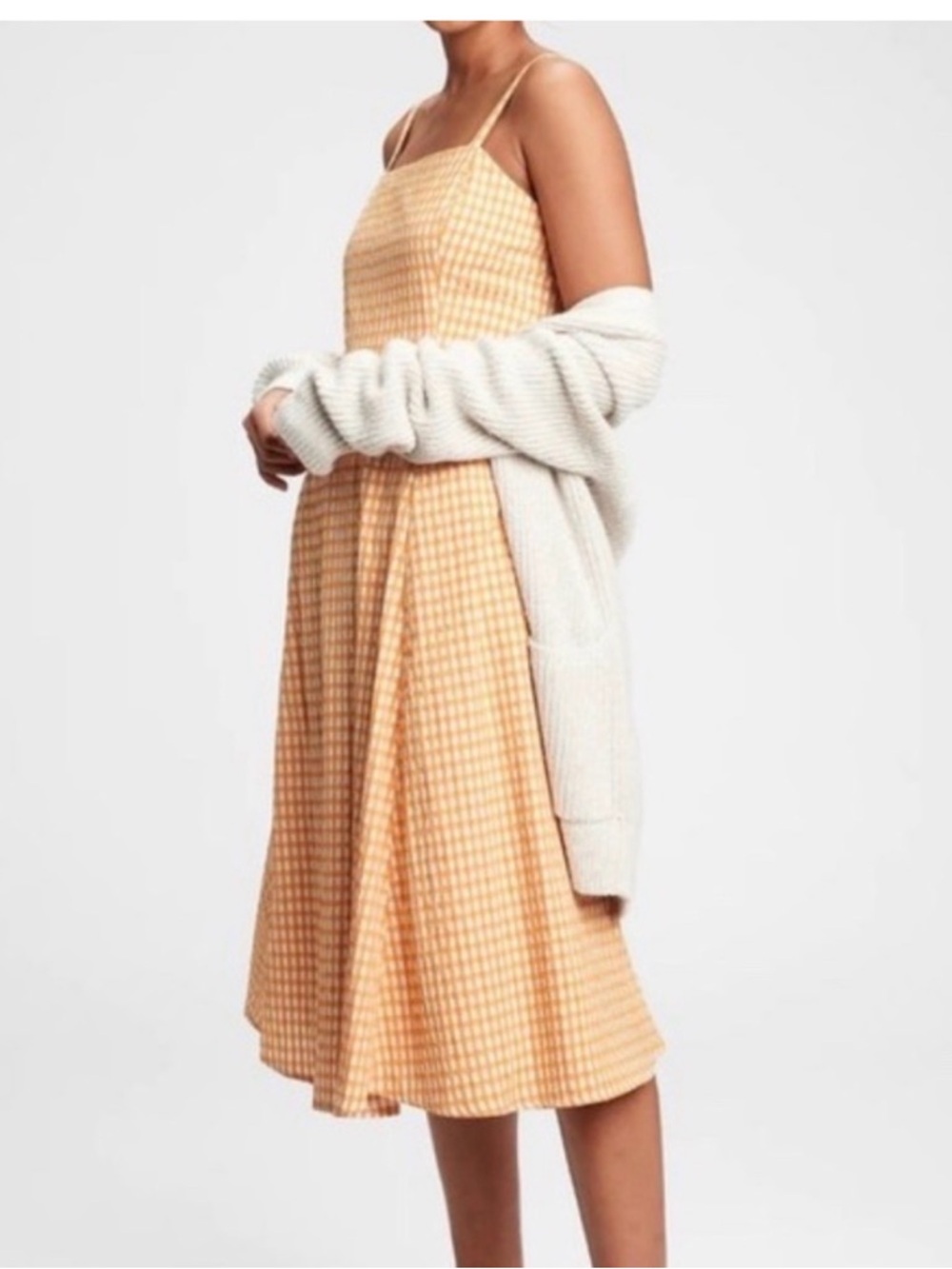 GAP Orange and White Smocked Gingham Top